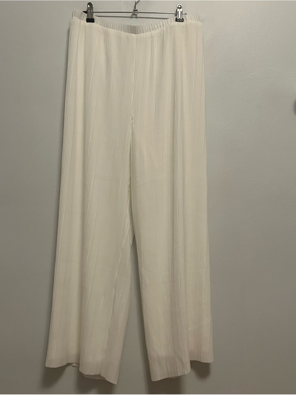 Pleione Ivory Wide-Leg Pleated Pants